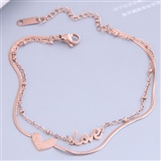 fine Korean style fashion sweetOL love titanium steel Double layer personality woman bracelet