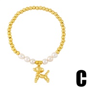 (C)occidental style creative Pearl bracelet woman circle balloon dog pendant studentbre