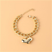 ( Gold)occidental style  Alloy Peach heart pendant opening Double layer bracelet  temperament windR