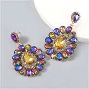 (yellow color )fashion colorful diamond series Alloy diamond drop glass diamond earring earrings woman occidental style 