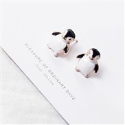 (E )Korean style color retention enamel cartoon earrings  animal fruits ear stud  earrings samll girl student