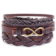 ( three piece suit)brief retro multilayer weave leather bracelet occidental style fashion fashiondiy three set rope