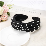 ( blackPearl ) brief Korea Pearl eadband pure color sweet Cloth head buckle