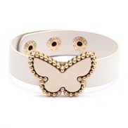 ( white) Korean studentPU leather  Alloy butterfly Acrylic all-Purpose bracelet buckle