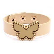 ( khaki) Korean studentPU leather  Alloy butterfly Acrylic all-Purpose bracelet buckle