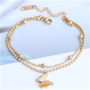 fine  Korean style fashion concise titanium steel sweetOL personality butterfly woman Double layer bracelet