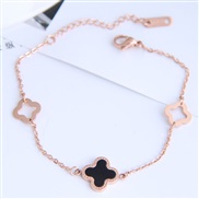 fine Korean style fashion sweetOL concise four leaf titanium steel personality woman bracelet