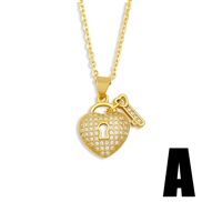 (A)occidental style creative fashion diamond necklace woman  retro all-Purpose keylock head sweater chainnkt