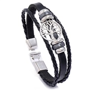 ( black)  occidental style fashion  personality tree weave bracelet  man leather