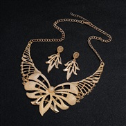 ( Gold)occidental style Alloy fashion brief hollow pattern necklace earrings set