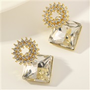 (EZ baise) occidental style fashion  brief personality geometry ear stud arring square diamond earrings woman