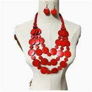 ( red)ethnic style color multilayer tassel necklace set Africanecklace