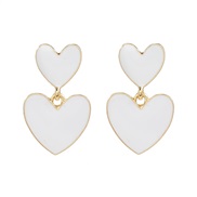 ( white)fashion Alloy enamel earrings multilayer heart-shaped Earring woman lovely Korean style