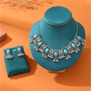 (SZ 7 4baik) occidental style woman necklace ear stud set wind Metal Alloy ethnic style woman set