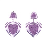 (purple)earrings Bohemia ethnic style earrings long style multilayer triangle heart-shaped