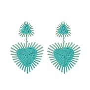 (blue green )earrings Bohemia ethnic style earrings long style multilayer triangle heart-shaped