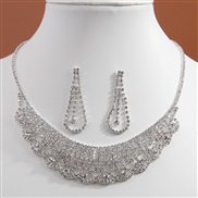 fashion concise flash diamond bride series lady necklace earrings set