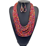 ( Color)retro ethnic style multilayer beads tube handmade necklace sweater chainnecklace