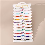 (BZ1954taozhuang) occidental style fashion weave beads woman bracelet temperament enamel butterfly rainbow geometry wom