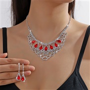 ( electroplated silvery )color bride crystal fully-jewelled necklace earrings two set high-end married necklace