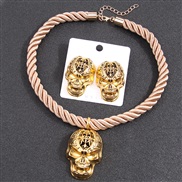 occidental style fashion  retro big skull establishment necklace retro exaggerating ear stud woman set