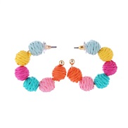 ( Color)occidental style lovely color weave earrings lady fashion temperament unique Bohemia color