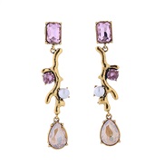 ( Pink)Korean style temperament earrings woman fashion diamond Pearl personality Earring retro high long style earrings