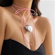 (  Pink+ White K 5575)occidental style  exaggerating big love pendant necklace  brief velvetchocke