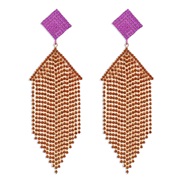 (purple+)E occidental style retro fully-jewelled claw chain tassel earrings  exaggerating wind geometry long style Earr