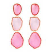 ( Pink)retroins wind fashion temperament earring geometry more surface transparent Irregular resin ear stud trend