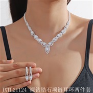 (JXTL21124 zircon  Two piece suit) claw chain series diamond zircon earrings necklace set retro brief fully-jewelled cl