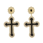 ( black) cross earrin...