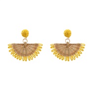 ( yellow) earrings occidental style exaggerating Earring woman weave sector earringearrings