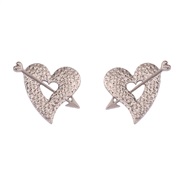 ( Silver) occidental style Metal love all-Purpose trend fashion samll earrings Earring