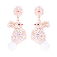 ( white)occidental style samll rabbit earring lovely girl ear stud Pearl rabbit retro earrings