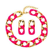 (fluorescent  rose Red) summer splice set  fashion samllO Word chain woman