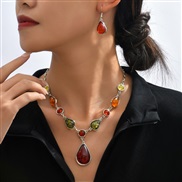 fashion concise color accessories temperament lady necklace earrings set