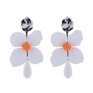 ( white)exaggerating long style multilayer flowers earrings Alloy drop Pearlearrings