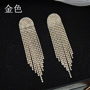 (JXER148 gold  )occidental style exaggerating claw chain fully-jewelled ear stud super long tassel Rhinestone earrings 