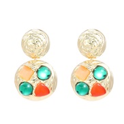 ( Green color)medium style earrings multilayer Round Alloy Earring woman Bohemia exaggerating occidental styleearrings