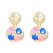 ( Blue color)medium style earrings multilayer Round Alloy Earring woman Bohemia exaggerating occidental styleearrings