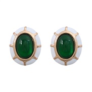 ( green)ins occidental style earrings Round ear stud woman Alloy enamel resinearrings