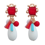 (red )Earrings occidental style earrings Earring woman Alloy resin Bohemia ethnic style