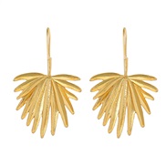 ( Gold)occidental style exaggerating earrings Alloy flowers Earring woman trend Metal leavesearrings