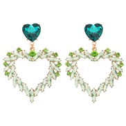 ( green)occidental style fashion fashion heart-shaped Alloy diamond fully-jewelled earrings exaggerating Earring woman 