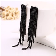 ( black)occidental style diamond tassel ear stud woman Korean style fashion temperament Rhinestone earringsE