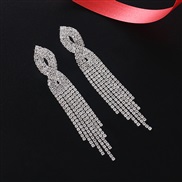 ( Silver)occidental style  Rhinestone long style tassel earrings bride stage atmospheric EarringE