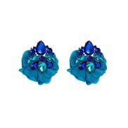 ( blue)occidental style earrings creative exaggerating fully-jewelled flowers temperament Earring woman earrings