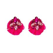 ( rose Red)occidental style earrings creative exaggerating fully-jewelled flowers temperament Earring woman earrings