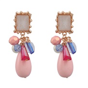 ( pink white ) occidental style earrings woman color Earring multilayer resin Bohemian style